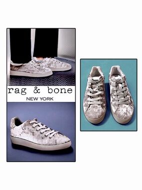 Rag & Bone RB1 Crushed Velvet Sneakers Silver Grey